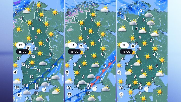 Viikonlopun sääkartat.