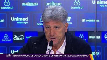 Renato Gaúcho de cabeça quente: Cruzeiro vence e afunda Grêmio