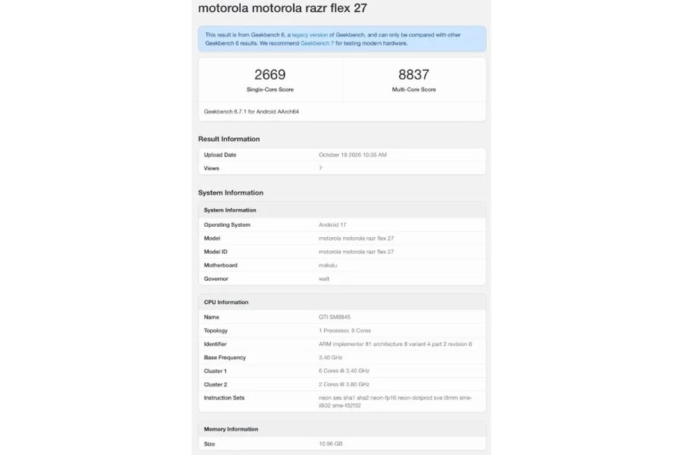 Razr Flex: dobrável da Motorola estilo iPhone Duo aparece em benchmark